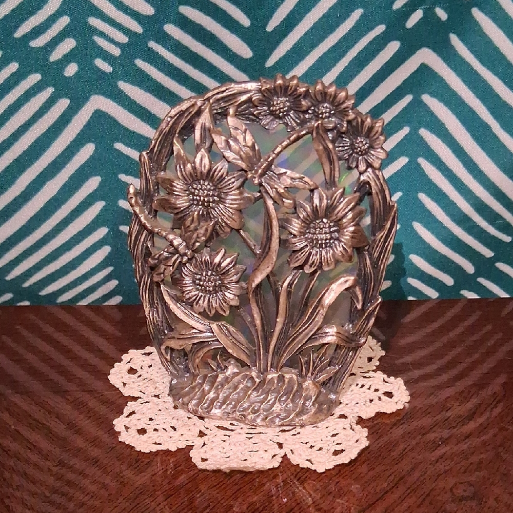 Floral Silver Decorative Candle Holder